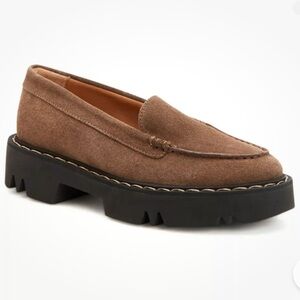 AQUATALIA Hayley Water Resistant Platform Loafer TAUPE Genuine SUEDE size 8